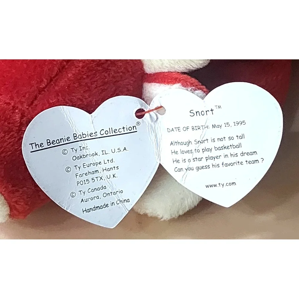 Snort The Red Bull 1995 TY Beanie Baby - Extremely RARE & RETIRED PVC Tag Errors